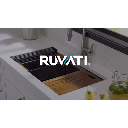 Ruvati 36-inch Workstation 60/40 Double Bowl Undermount 16 Gauge ...